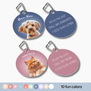 Custom Pet Tag Using Photo With Name Picture Dog ID Personalized With Phone Number Cat Tag ID Pet Name Tag For Dog ID Colorful Name Tag Gift