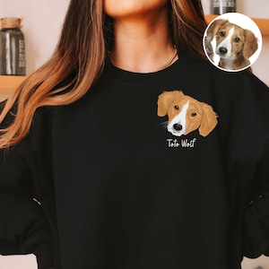 Custom Pet Sweater Using Pet Photo + Name Personalized Hand Drawn Dog Portrait Sweatshirt Custom Dog Pullover Custom Cat Crewneck Hoodie