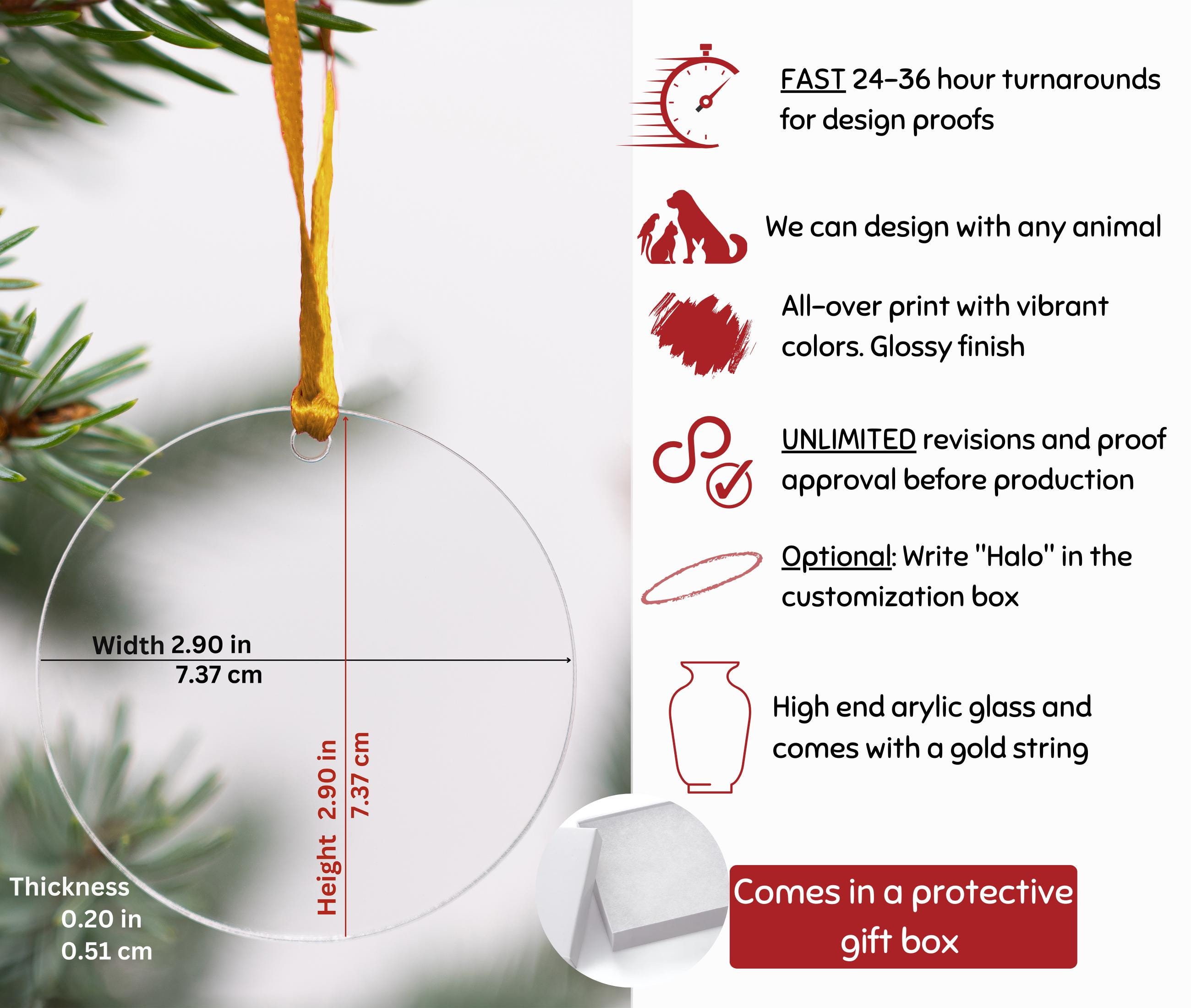 Custom Pet Glass Ornament Dog Photo Acrylic Ornament Dog Personalized ...