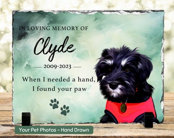 Personalized Pet Memorial Slate, Pet Memorial Plaque, Pet Loss Gift, Cat Sympathy Gift, Pet Bereavement Gift Dog Photo Stone Garden Memorial