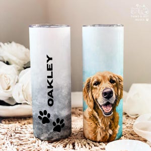 Custom Pet Tumbler Using Pet Photo + Name Personalized Dog Coffee Cup Custom Dog Lover Cup Gift For Puppy Owners New Cat Gift Pet Memorial