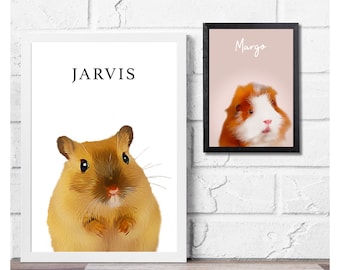 Custom Hamster Portrait From Photo Personalized Gerbil Portrait Custom Hamster Portrait Pet Remembrance Gift Custom Guinea Pig Painting Gift