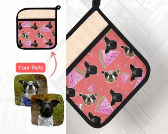 Custom Pet Face Gift Pot Holder Oven Mitt Using Pet Photo Personalized Dog Picture Kitchen Glove Dog Lover Gift Custom Cat Pot Holder Gift