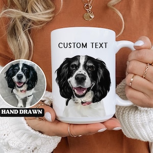 Benutzerdefinierte Haustier Kaffeetasse mit Haustier Foto, Hundebild Porträt Tasse, personalisierte Katzentasse mit Namen, benutzerdefinierte Hundezeichnung Tasse Hundeliebhaber Tasse Geschenke