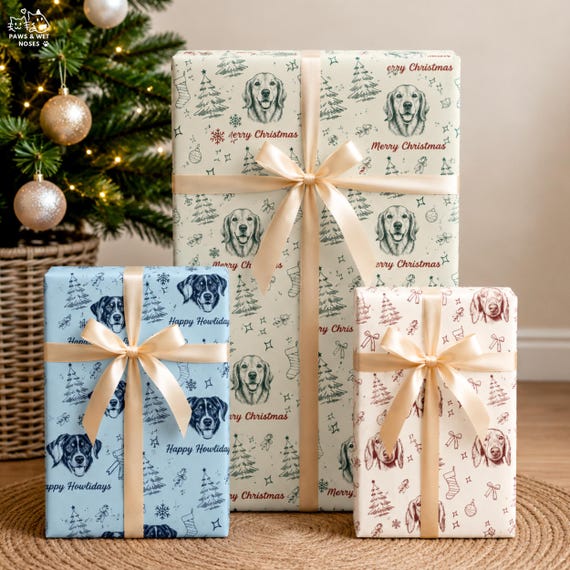 Custom Wrapping Paper With Pet Photo, Personalized Dog Christmas Wrapping Paper, Pet Gift Holiday Pet Face Present Wrapping Paper