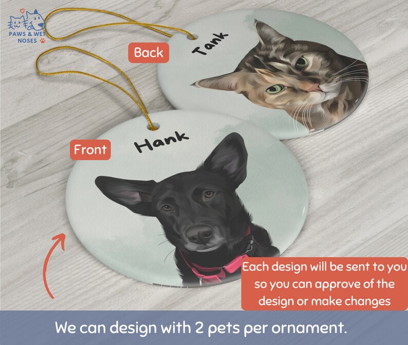 Custom Pet Ornament Dog Portrait Memorial Ceramic Ornament Personalized ...