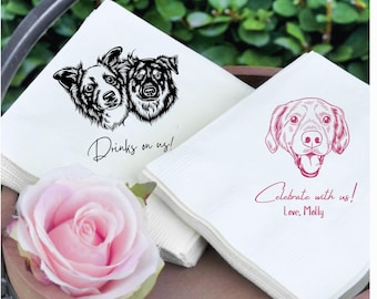 Custom Dog Wedding Napkins With Pet Photo Personalized Pet Cocktail Wedding Serviette Custom Cat Napkin Dog Napkin Birthday Party Decoration
