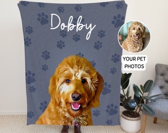 ShineSand Custom Photo Pet Blanket - Personalized Dog Or Cat Memorial Gift With Name & Picture