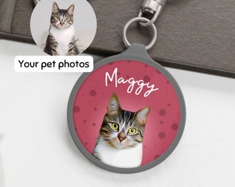 Custom Pet Keychain From Pet Photo + Name Personalized Keychain Tag Cat Picture Keyring Pet Memorial Cat Lover Gift Custom Dog Keychain Gift