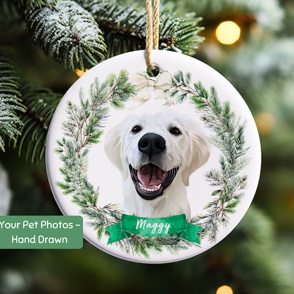 Personalized Pet Ornament Using Pet's Photo Hand Drawn Holiday Dog Ornament Custom Dog Ornament Cat Christmas Tree Ornament Cat Loss Gift