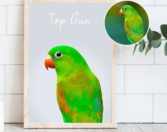 Custom Bird Portrait From Photo Personalized Bird Portrait Custom Budgerigar Portrait Pet Remembrance Gift Custom Parrot Bird Painting Gift