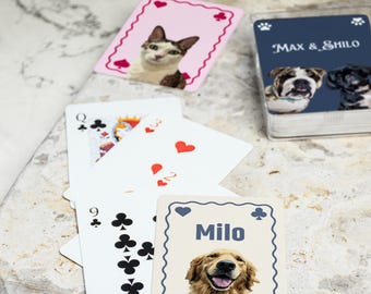 Carte da gioco personalizzate con ritratto di animale domestico Carte da poker personalizzate Carte da gioco per cani Mazzo di carte personalizzato Carte da poker personalizzate Carte da gioco per gatti Regalo