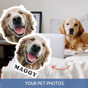 Pegatina personalizada para mascotas con foto de mascota Pegatina personalizada con cara de perro dibujada a mano Pegatina personalizada para botella de agua de mascota Calcomanía para auto Pegatina personalizada para gato