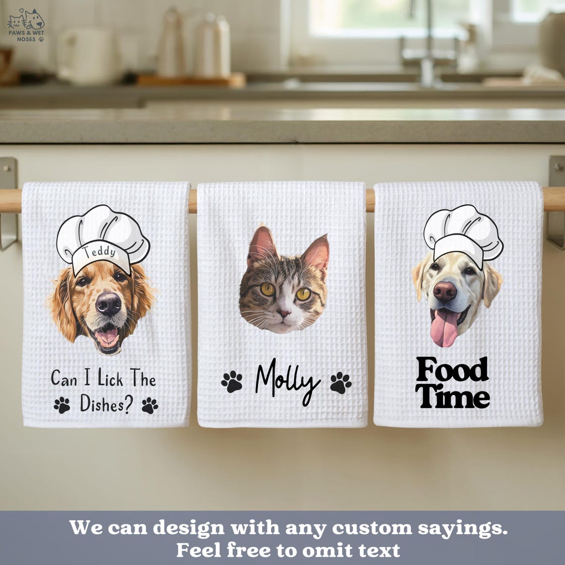Custom Pet Kitchen Towel Using Pet Photo With Name Personalized Dog ...