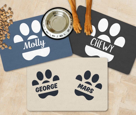 Custom Pet Name Food Mat Personalized Dog Feeding Mat Custom Cat Floor Placemat Custom Dog Bowl Mat Gifts For Dog Cat Lovers Cat Bowl Mat