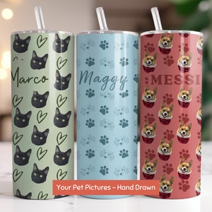 Custom Pet Insulated Tumbler Using Pet Photo + Name Custom Dog 20 oz Tumbler Personalized Dog Cup Custom Cat SkinnyTumbler Custom Travel Mug
