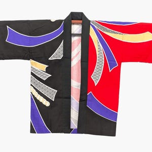 Happi Vintage Jas - Veelkleurig strikpatroon - Katoen - M/L, cadeau-idee, Japanse stijl