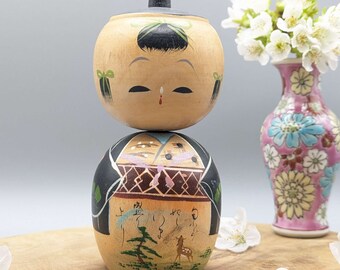 Kokeshi Japonais vintage, rare, decoration, idee cadeaux, artisanat, fait main, bois, traditionnel, original, unique