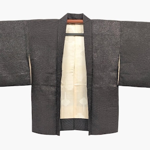 Vintage zwarte Haori met microstippen - Traditionele vaasvoering, cadeau-idee, Zen, gemaakt in Japan, uniek stuk