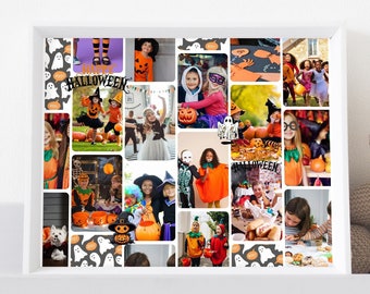 Printable Halloween Photo Collage, Personalized Halloween Collage, Trick or Treat Decor, Halloween Decor, Custom Halloween Decor