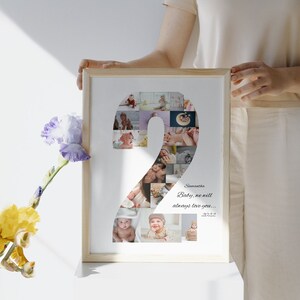 Collage de 2e année pour bébé, collage photo personnalisé, cadeau de collage photo, collage photo de famille, collage photo personnalisé du 1er anniversaire