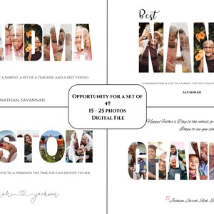 IMPRIMIBLE Regalo de la abuela, Collage de fotos de mamá, Collage de regalo personalizado, Collage de fotos de papá, Collage de fotos de Word, regalo del día del padre, regalo de mamá