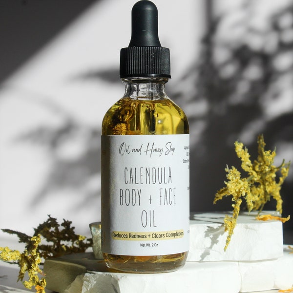 Calendula Body Oil / Pure Calendula Oil / Face and Body Oil / Supple Skin / Fights Acne & Wrinkles / For All Skin Types / 2oz or 4oz