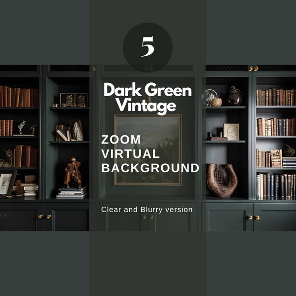 Dark Green Vintage Design Virtual Zoom Backgrounds | Office Background | Microsoft Teams | Skype | Google Meet |