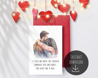 Gift/card for Valentine's day - digital item - Sarcastic joke about husband