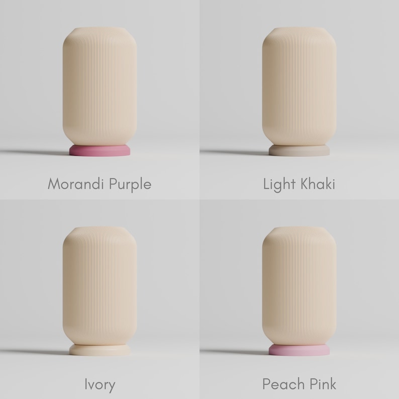 May include: Four ceramic candle holders with different colored bases. The bases are Morandi Purple, Light Khaki, Ivory, and Peach Pink.