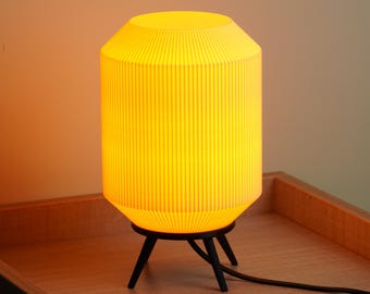 Modern Minimalist Ribbed Table Lamp – Warm Ambient Lighting – Eco-Friendly 3D Printed Design – Bedroom, Living Room & Office Decor