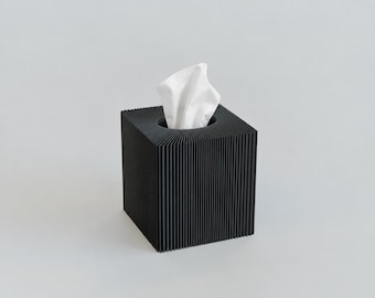 Cube Tissue Box Cover, Modern Tissue Holder, Ribbed Bathroom Decor, Minimalist Facial Tissue Case, Vanity Organizer, Home Accent