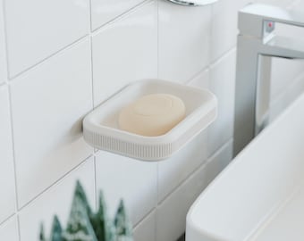 Wall Mounted Soap Dish, Minimalist Draining Soap Saver, Modern Bathroom Organizer
