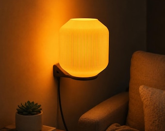 Scandinavian Plug In Wall Sconce, Minimalist Wall Lamp with Warm Glow, Neutral Bedroom Wall Light, Modern Home Lighting