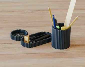Minimalist Desk Organizer Set – Pen Holder, Desk Accessory Tray and Clip Bowl – Modern Office & Study Table Manager