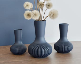 Minimalist Decorative Vase – Modern 3D Printed Flower Vase for Dried Flowers – Contemporary Home Decor Accent in 3 Sizes