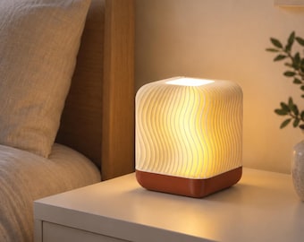 RippleGlow - Wavy Modern Table Lamp Warm Ambient Bedside Lighting Minimalist Home Decor Cozy Night Light