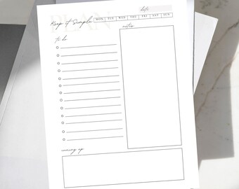 シンプルなデイリープランナー、即時ダウンロード、毎日のToDoリストの印刷可能、デイリープランナー、印刷可能なプランナー、タスクプランナー
