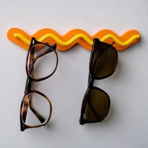 Ripple Rack Sunglasses Holder - Sunglasses Wall Mount - Wave Design - Jewelry Storage - Colorful Sunglasses Stand - Wall Accessory Rack
