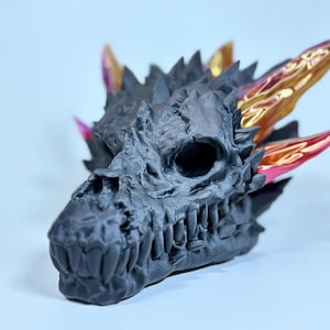 Diamond Dragon Skull | Wall Mountable Fantasy Decor  | Crystal Dragon Head | Geometric Dragon Head Sculpture