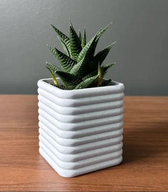 Modern Square Plant Pot: PLA Printed Indoor Planter