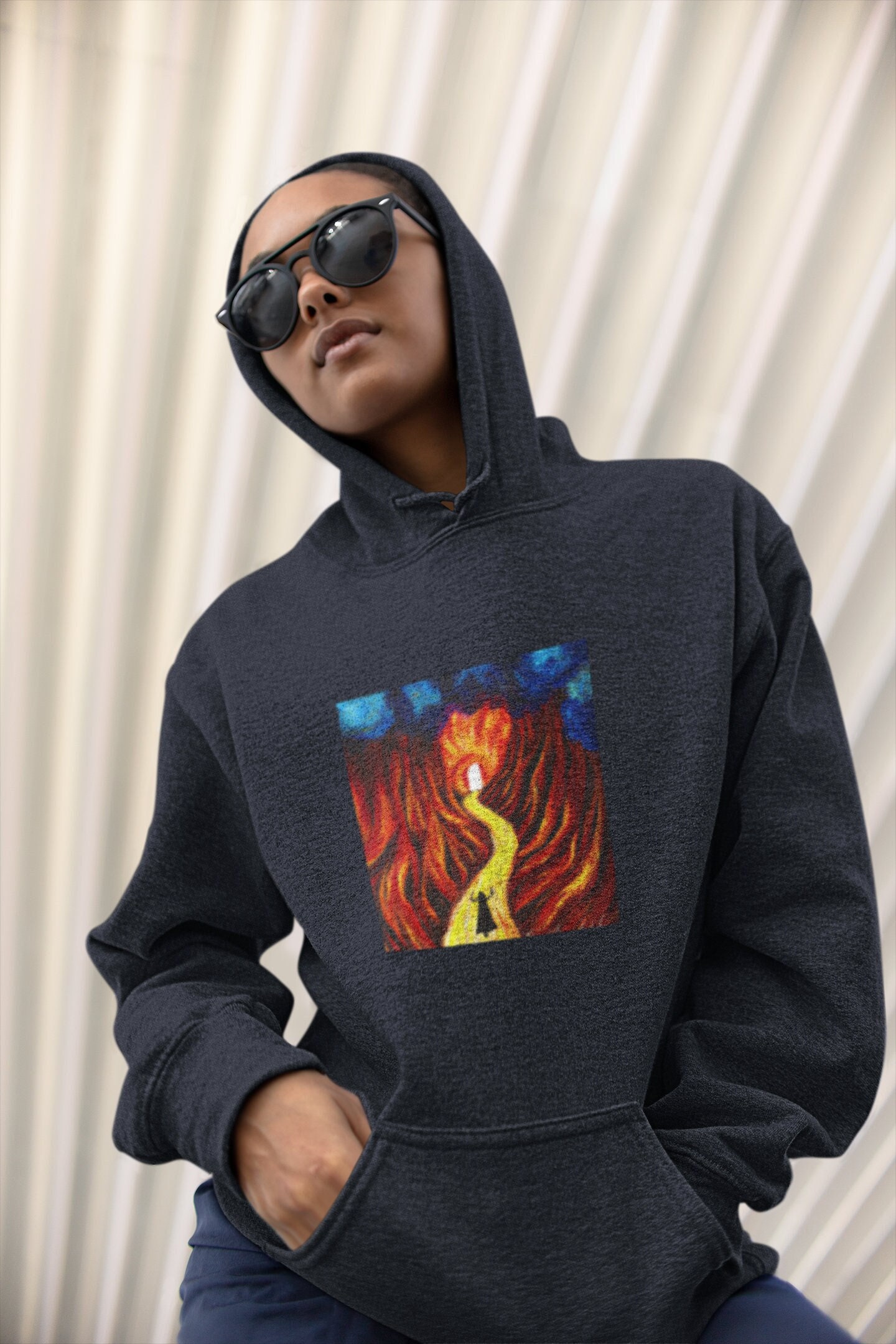 Off white top fire hands hoodie