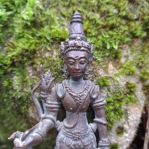 6,30 inch Vintage Apsara image sculpture, Khmer Apsara image Vintage Cambodian Buddha Art,