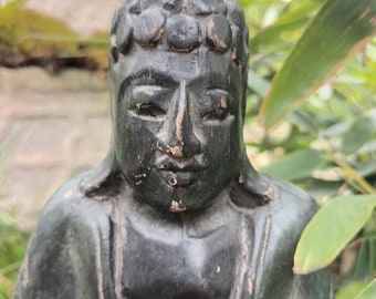 Old 10 inch Balinese Handmade Wooden Buddha Statue Wood Carving, Sculpture, Art from Indonesia