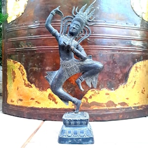 12,60 inch Vintage Apsara image sculpture, Khmer Apsara image Vintage Cambodian Buddha Art,
