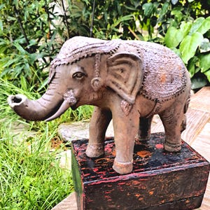 Antique Bronze Khmer Style Elephant- Indian Bronze Khmer Style Elephant  13cm/5&quot; Tall