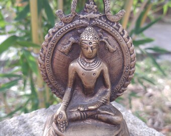 Figura de Buda de bronce nepalí de 5,7 pulgadas, ídolo de Buda de latón