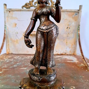 8,26 inch Vintage Apsara image sculpture, Khmer Apsara image Vintage Cambodian Buddha Art,