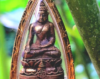 4 cm thailändisches Buddha Amulett – Geschützt durch Naga Nakprok – Gesegneter Frieden & Glück Anhänger