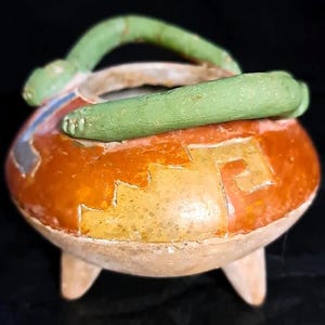 3,74 inch Pre-Columbian Nazca Culture Ceramic  Polychrome Pottery Tripod Bowl